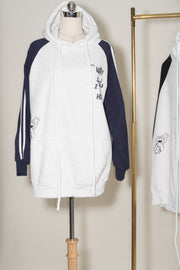 hoodie - צבע כחול לבן