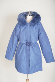 מעיל גשם עם פרווה  = כחול