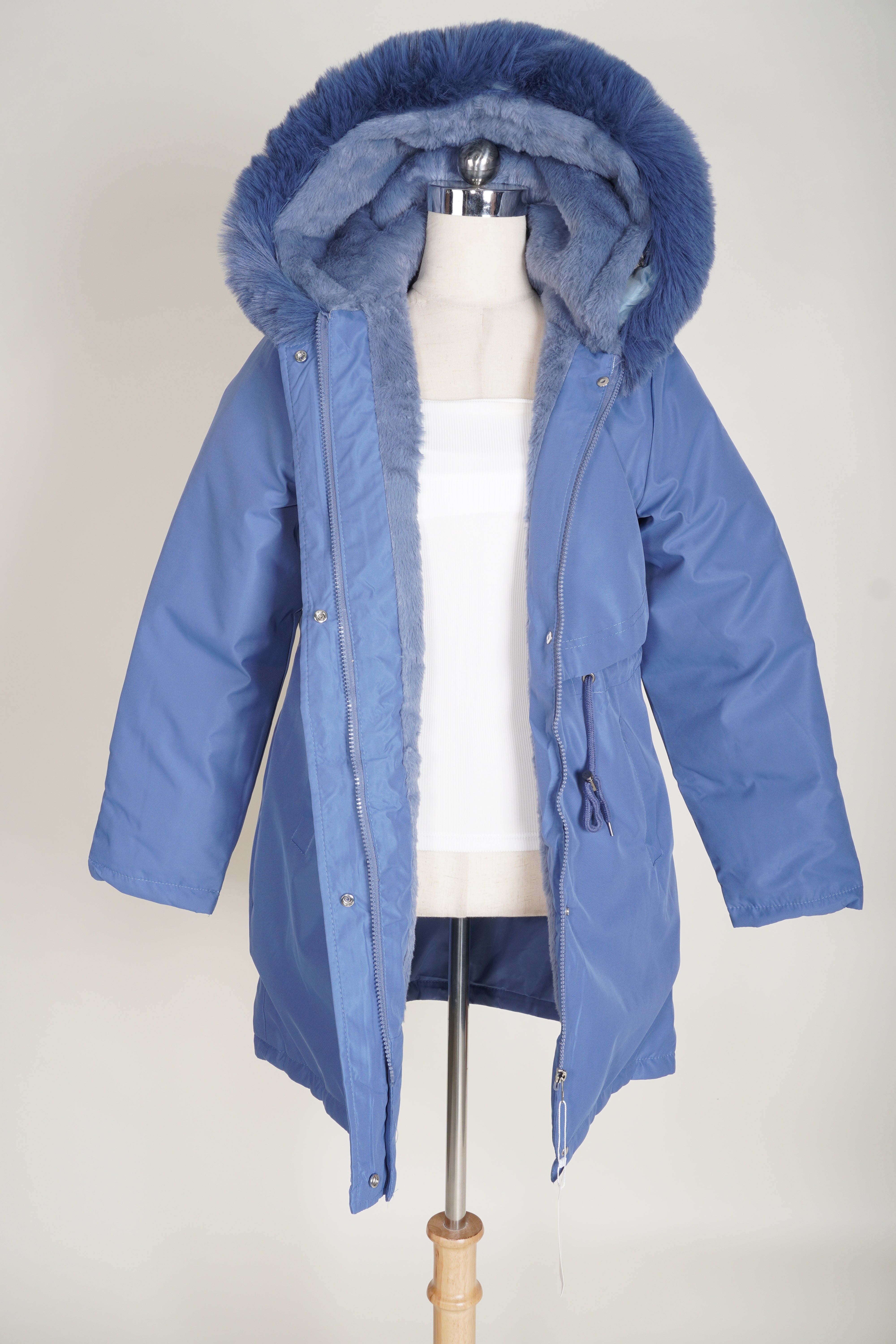 מעיל גשם עם פרווה  = כחול