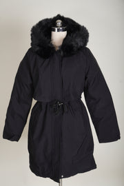 מעיל דגם פארקה עם פרווה- שחור