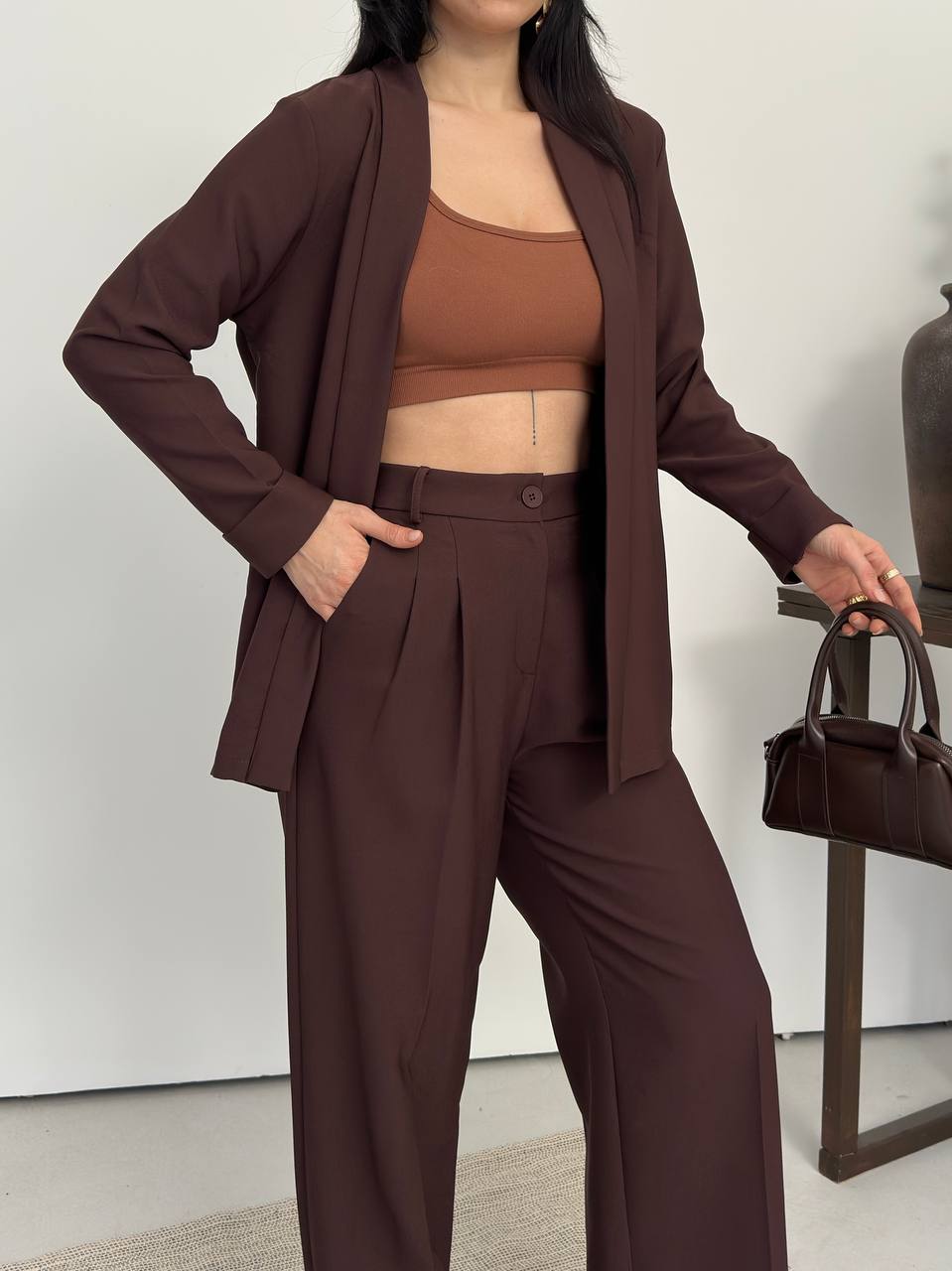 סט חליפה בלייזר מוכנס אלגנטי