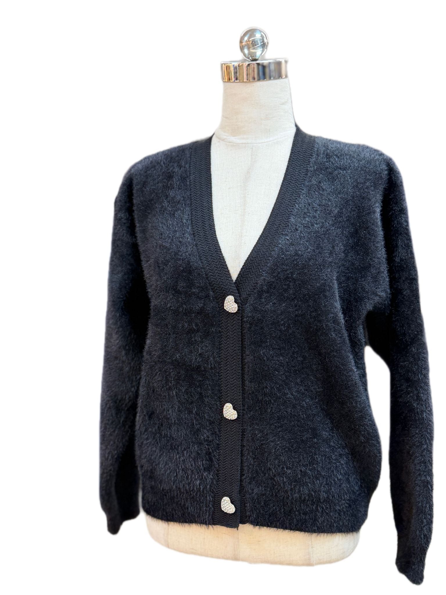 קרדיגן לפי שחור עם כפתורים