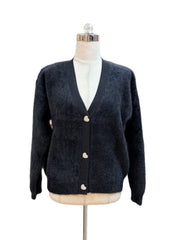 קרדיגן לפי שחור עם כפתורים