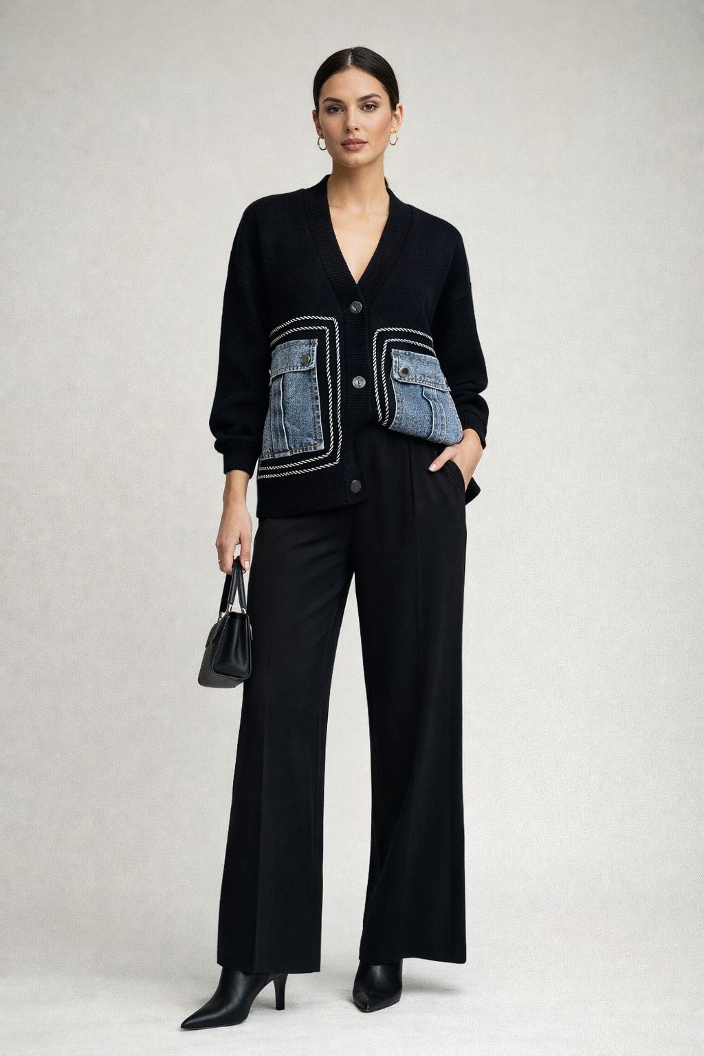 קרדיגן עם כיסי ג׳ינס